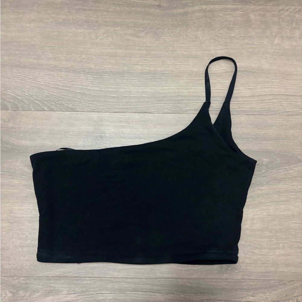 Princess Polly Black One-Shoulder Tank Top